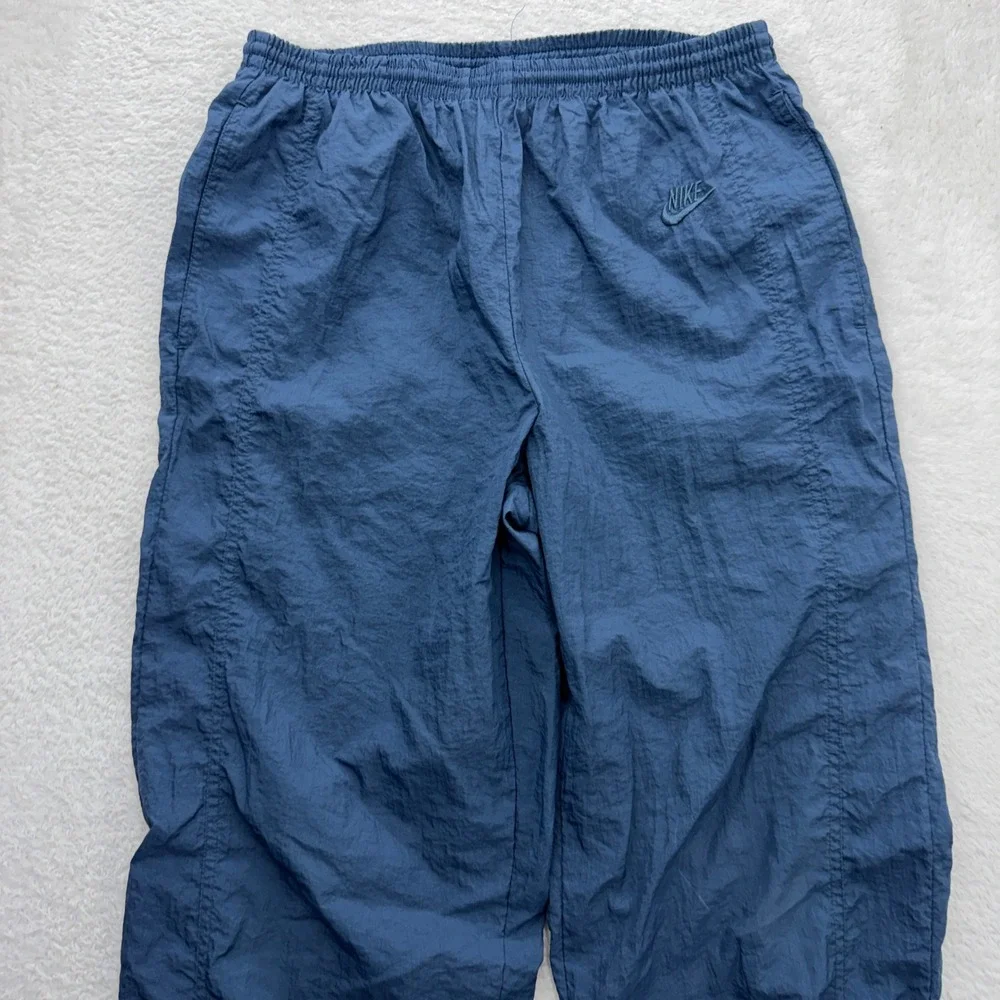 Vintage Nike Windbreaker Track Pants Mens MT Blue Nylon Jersey Lined Zip 90s